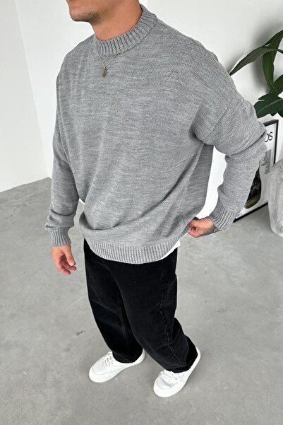 HAFKAGİYİM Gray Basic Crew Neck Knit Sweater