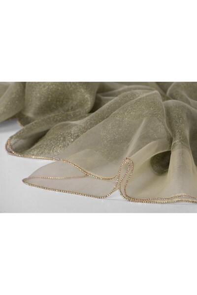 ARMANDA İpekli Kenarı Taşlı Abiye Şal - Bej-Dore