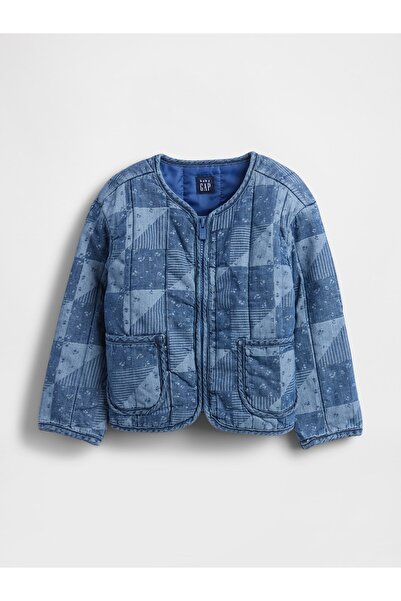 GAP Kız Bebek Lacivert Kapitone Patchwork Denim Ceket