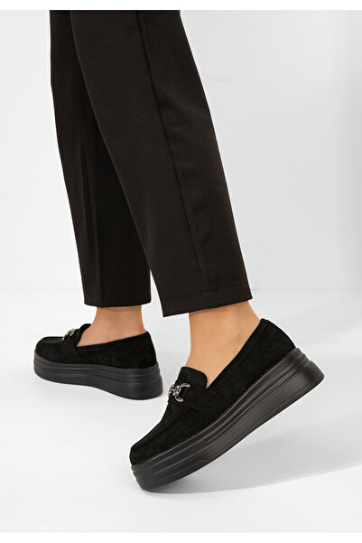 B T Shoes Černé mokasíny na platformě Paria