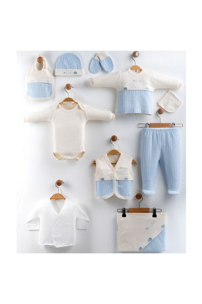 MİLAYS LİFE HOME COLLECTİON Baby Organic Cotton Fish Embroidered 10-Piece Hos...