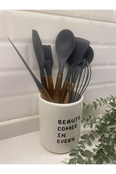 magical dreams Wooden Handle Silicone Serving Set- Ceramic Spoon Holder