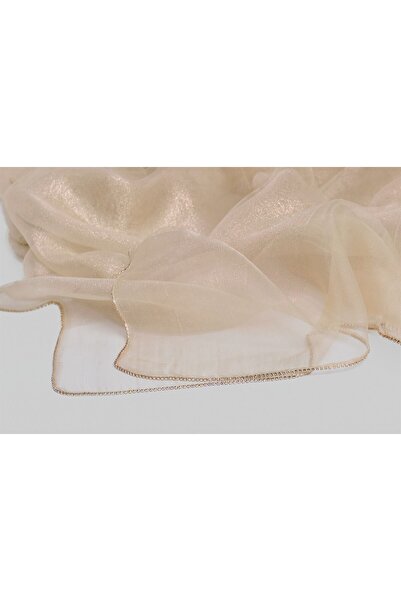 ARMANDA İpekli Kenarı Taşlı Abiye Şal - Bej-Pudra