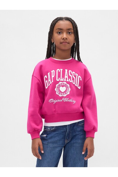 GAP Kız Çocuk Pembe Vintage Soft Dolman Sweatshirt