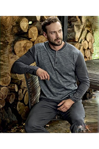 Aydoğan Jacquard Long Sleeve Pajama Set 3388