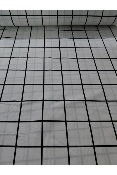 lavivahome Poplin Pamuklu Beyaz Ekose Desenli Nevresimlik Kumaş - Metrelik Ku...