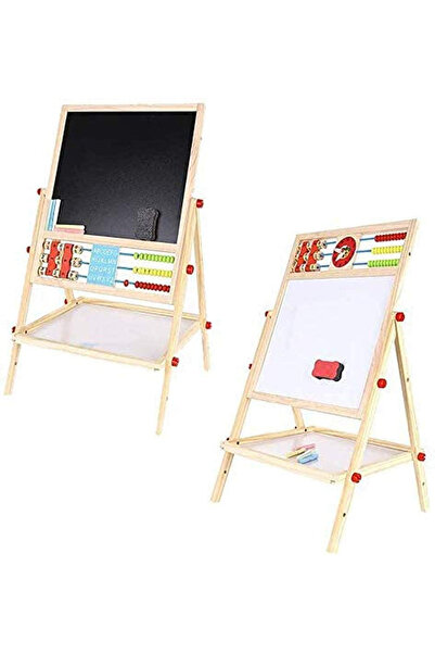 OEM Tablă magnetică educațională cu 2 fețe, ceas, abac și spațiu de depozitare pe suport de lemn