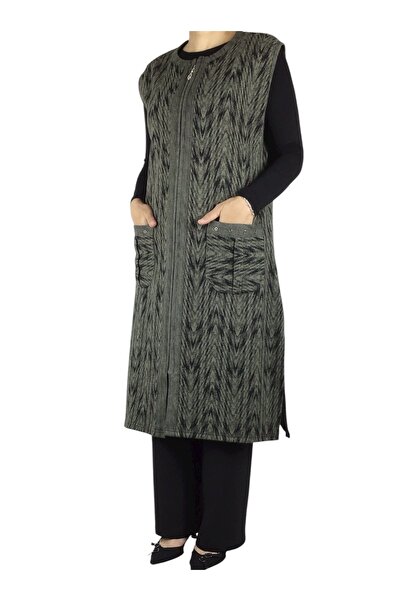 ECE GİYİM سترة شتوية سميكة مع سحاب أمامي وجيوب منقوشة