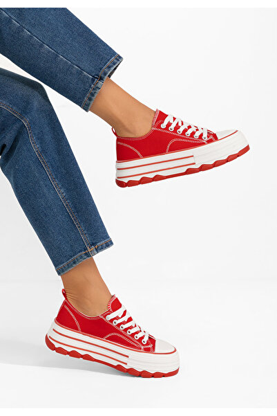 B T Shoes Červené tenisky na platformě Zenoria