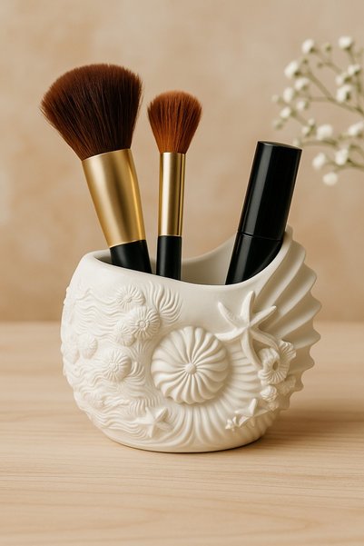 MİREVA Decorative Seashell Object – Makeup Organizer, Flower Pot or Candle Holder
