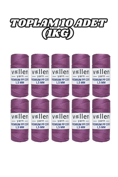 vollen yarn Polyester Makrome İpi 1.5 mm 100 g 150 m – 10’lu Paket, Supla ve ...