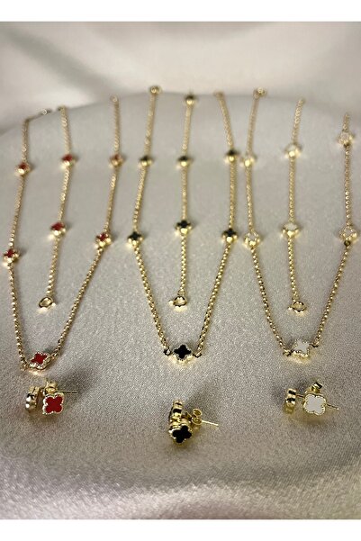 Side Gold Kuyumculuk 14 Ayar Yonca Kolye Bileklik Küpe Seti