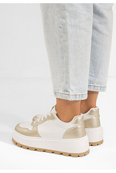 B T Shoes Bílé dámské tenisky na platformě Arielia