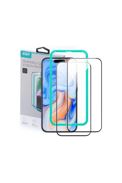 ESR Screen Protector for Apple iPhone 15 Tempered Glass Full Glue Set of 2 Pieces Black