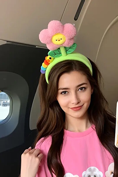 CAŞ DEKORASYON Coroană de pluș cu figuri de flori de culoare verde