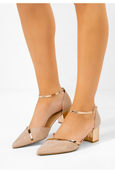 B T Shoes Pantofi cu toc gros Anaili champagne