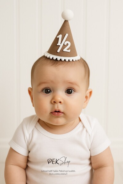 PEKSHOP Yarım Yaş Şapkası Kahve Beyaz 1/2 Yaş Şapkası