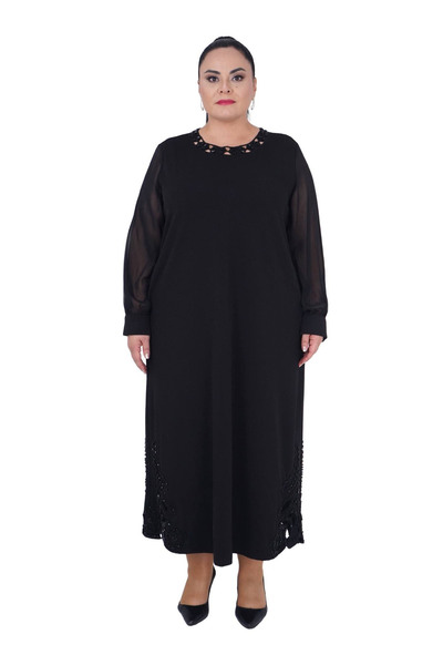 Darkmen Women's Plus Size Hollow Out Embroidered Tulle Detailed Long Dress Ex...