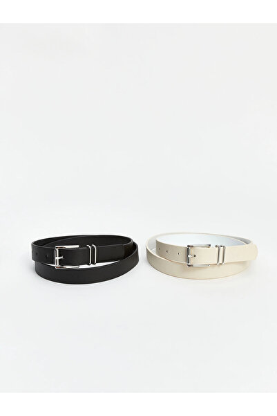 LC Waikiki LCW ACCESSORIES حزام نسائي ذو مظهر جلدي أسود مكون من قطعتين