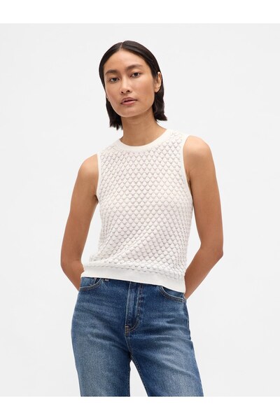 GAP Kadın Kırık Beyaz Cashsoft Örgü Atlet