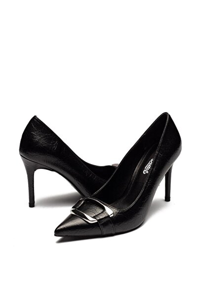 Dedos Shiny Black Metal Buckle High Heel Women's Evening Dress Shoes 110