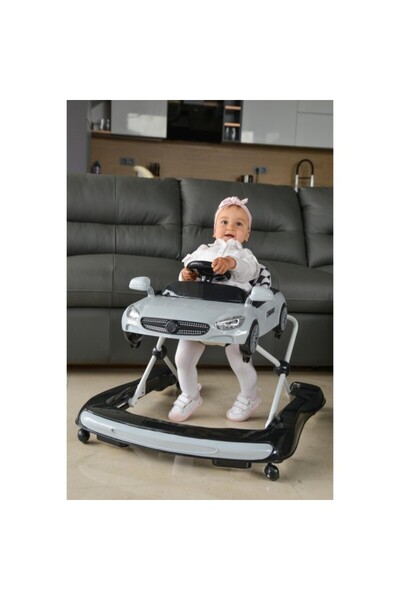 Cangaroo Cabrio 2 in 1 Baby Walker, Gray, 360-degree Rotating Front Wheels