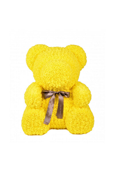 velve Ursulet floral galben din Trandafiri 70 cm, decorat manual, Galben