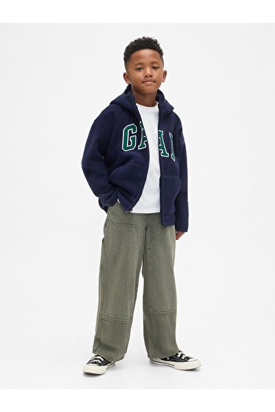 GAP Erkek Çocuk Lacivert VintageSoft Logo Fermuarlı Sweatshirt