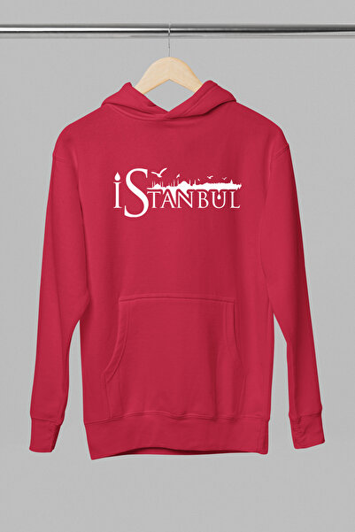 MAGORS سويت شيرت بقلنسوة بأكمام طويلة من القطن المطبوع بعبارة 'أحب اسطنبول' م...