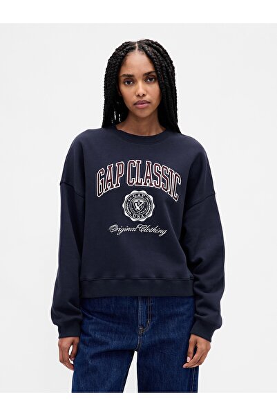 GAP Kadın Lacivert VintageSoft Logo Wedge Sweatshirt