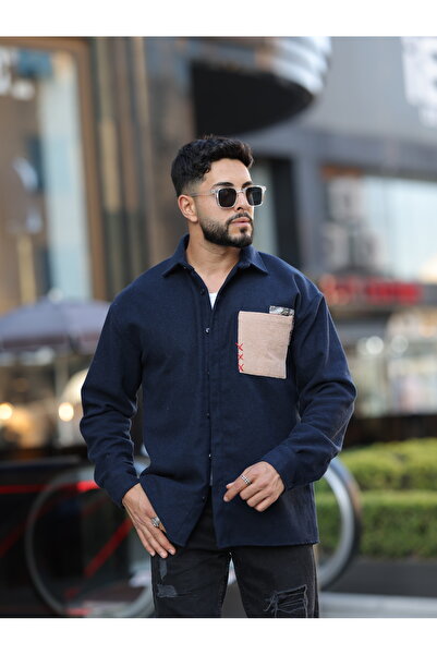 Oyga Чоловіча сорочка з широким кроєм та кишенями з льону