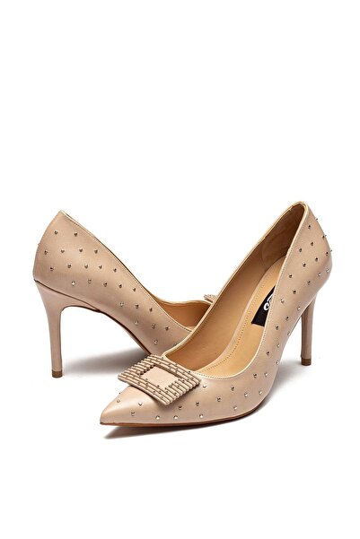 Dedos Beige Stone Embroidered Buckle High Heeled Women's Evening Dress Shoes 100