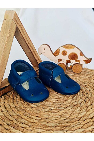 MİNİBİRİ Cosy Model Lacivert Renk Hakiki Deri Bebek Makosen Patik İlk Adım Ay...