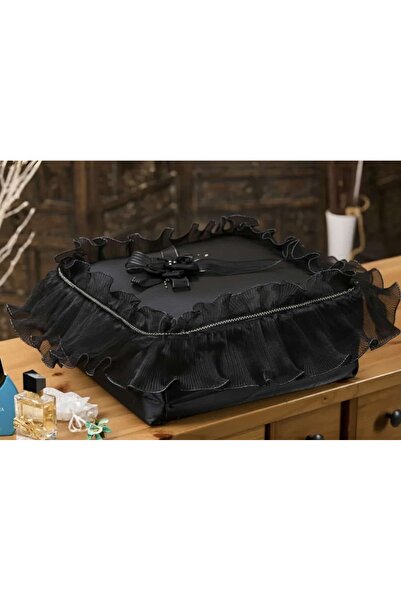 Dantelux Fırfırlı Kare Hurç Bohça (DAMAT BOHÇASI) Siyah