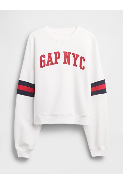 GAP Kadın Beyaz VintageSoft Logo Wedge Sweatshirt