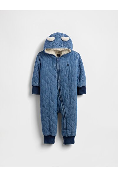 GAP Bebek Mavi Kapitone Denim Cozy Tulum