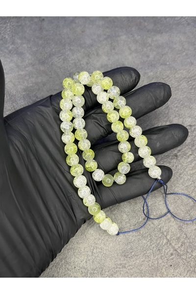 Mos Tespih Mărgele de sticlă cu gheață în interior, șir de piatră naturală (u...