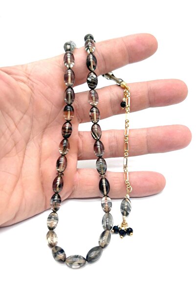 Kehribar Gift Special Design Block Material Prayer Beads - 7X10Mm - Barley Cu...