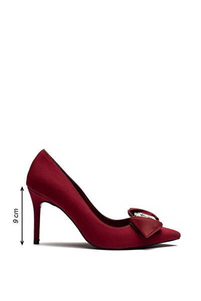 Dedos Burgundy Suede Special Cut Stone Buckle High Heeled Women's Evening Dress Shoes 115