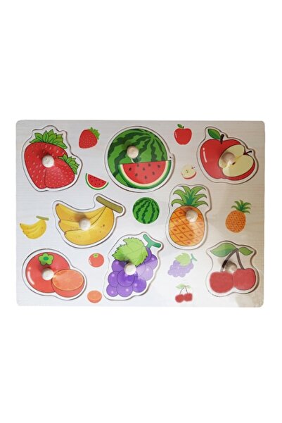 edu bebe Puzzle lemn, Tablita incastru, Fructe, 9 piese