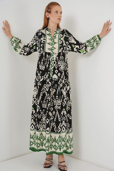 Hiccup Φόρεμα μάξι με μοτίβο με λαιμόκοψη σε σχήμα V με κουμπιά BDART