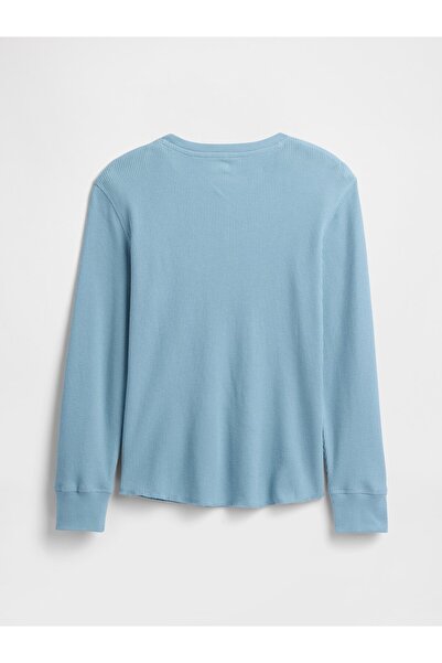 GAP Erkek Çocuk Açık Mavi Waffle-Knit T-Shirt