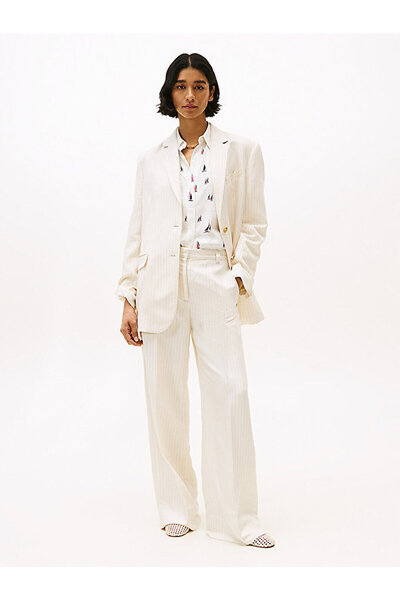 Tommy Hilfiger Women's Viscose Linen Wide Pants