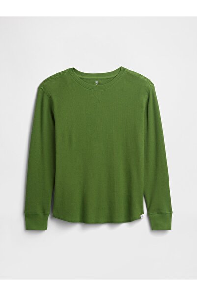 GAP Erkek Çocuk Yeşil Waffle-Knit T-Shirt