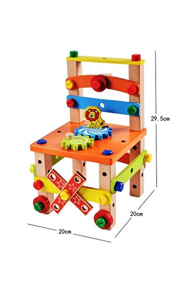 OEM Jucarie din lemn, SCAUN TAMPLAR, Joc de Constructii, + 3 ani, 29.5x20x20 cm