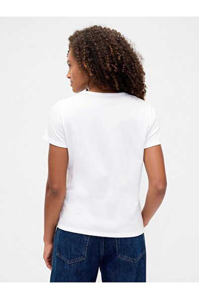 GAP Kadın Beyaz 2'li Bisiklet Yaka T-Shirt