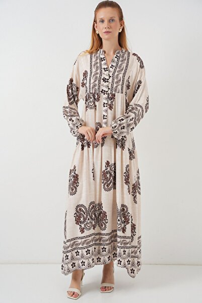 Hiccup Φόρεμα μάξι με μοτίβο με λαιμόκοψη σε σχήμα V με κουμπιά BDART