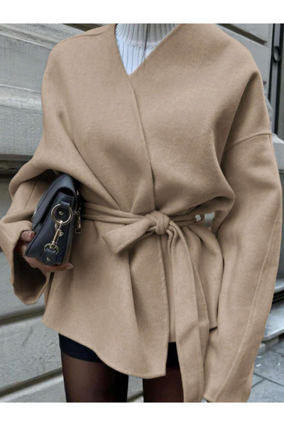 Arfami Kašmírový kardigan/bunda s pohodlným střihem a detaily na zavazování