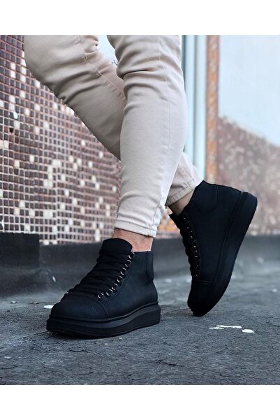 Zapatos WG032 Erkek Spor Günlük Bağcıklı Cilt Bot CST - Siyah