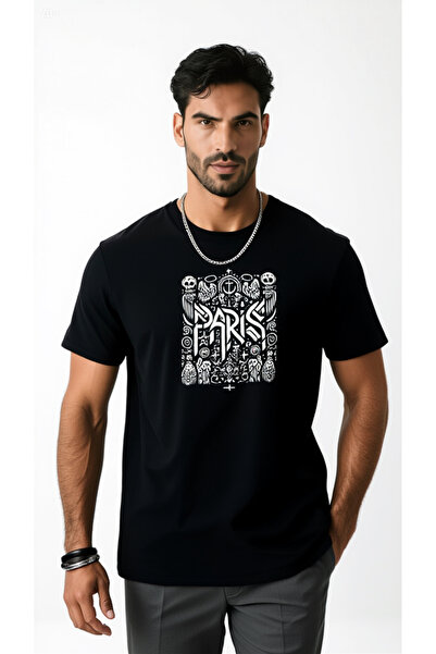 StyleweaR تيشيرت بطبعة باريس باللون الأسود